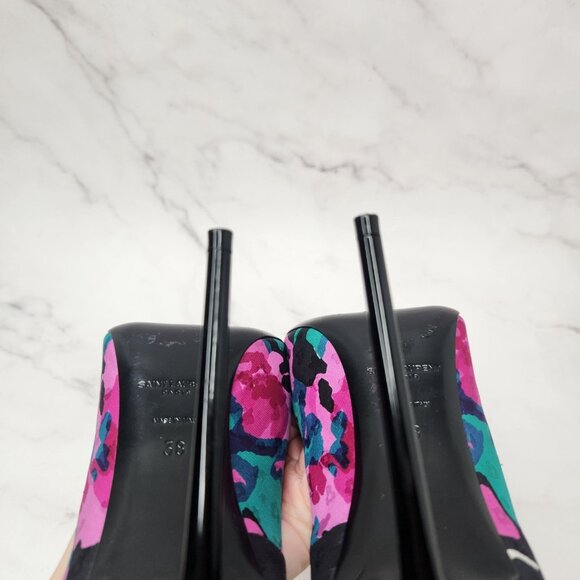 Saint Laurent Paris Floral Print Pumps Stiletto Heels Formal - Picture 8 of 12